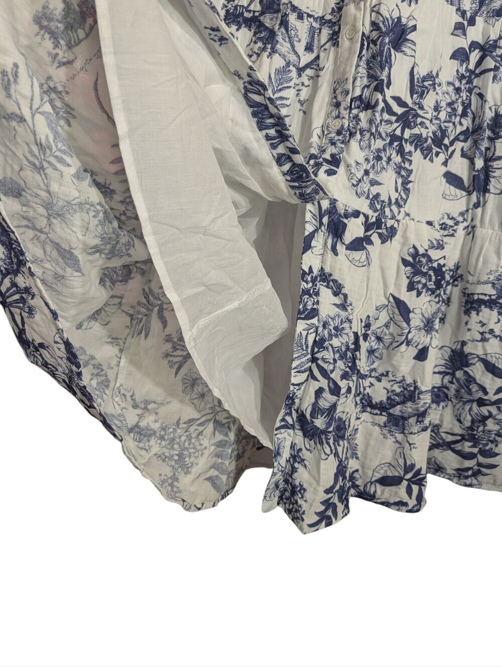 CeCe A La Plage Blue & White Toile Print Tiered Midi Dress NWT Size Small - Picture 6 of 11